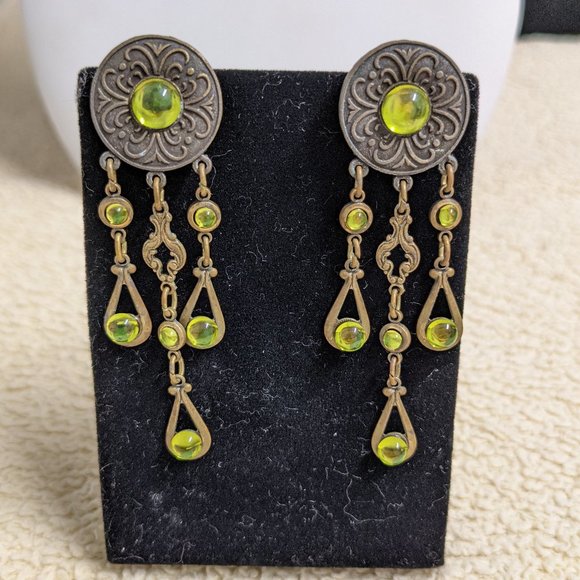 Jewelry - Vintage Boho Style Chartreuse Green Earrings